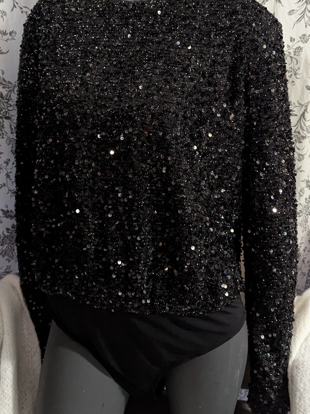 Flying Tomato Black Sequin Bodysuit - Picture 1 of 4